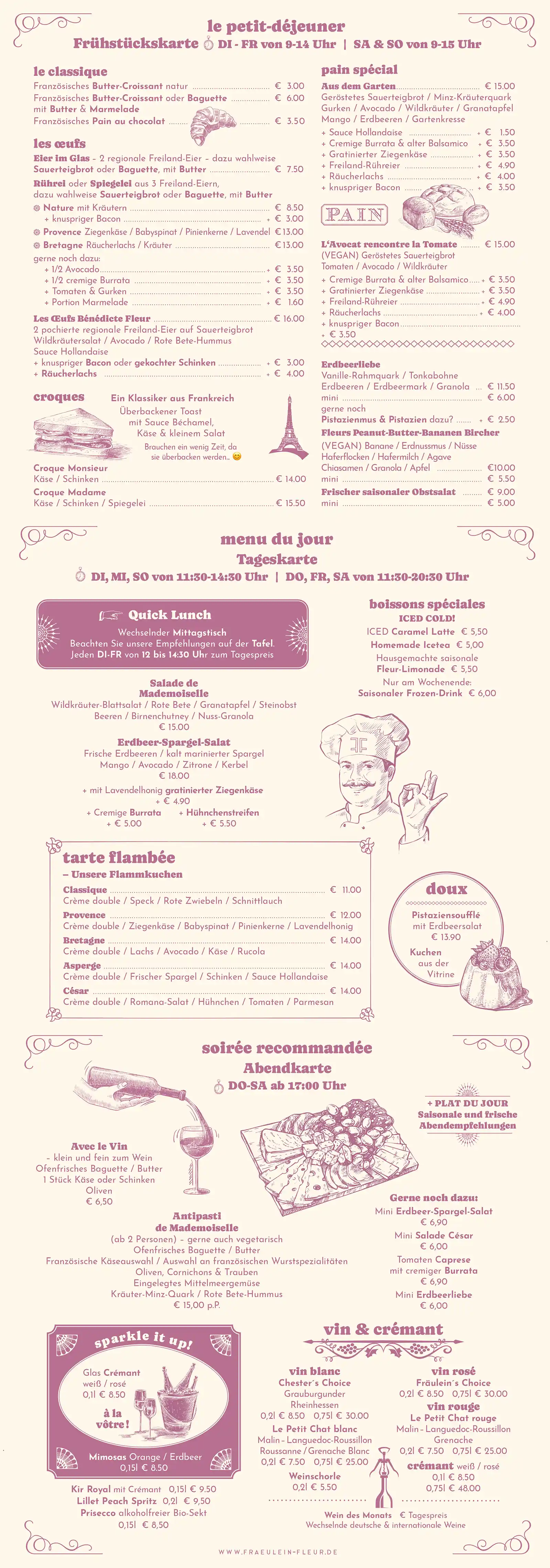 Fräulein Fleurs Menü